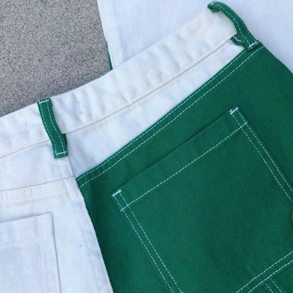 PACSUN Low Rise Carpenter Denim Jeans Women's 28 Color Block Green Pants​ - Picture 2 of 11